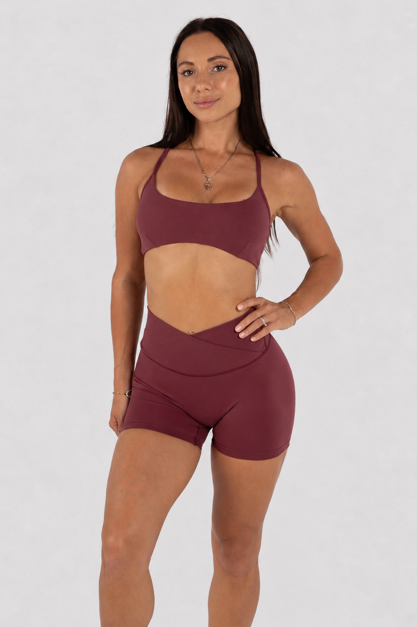 Cross Back Crop - Burgundy