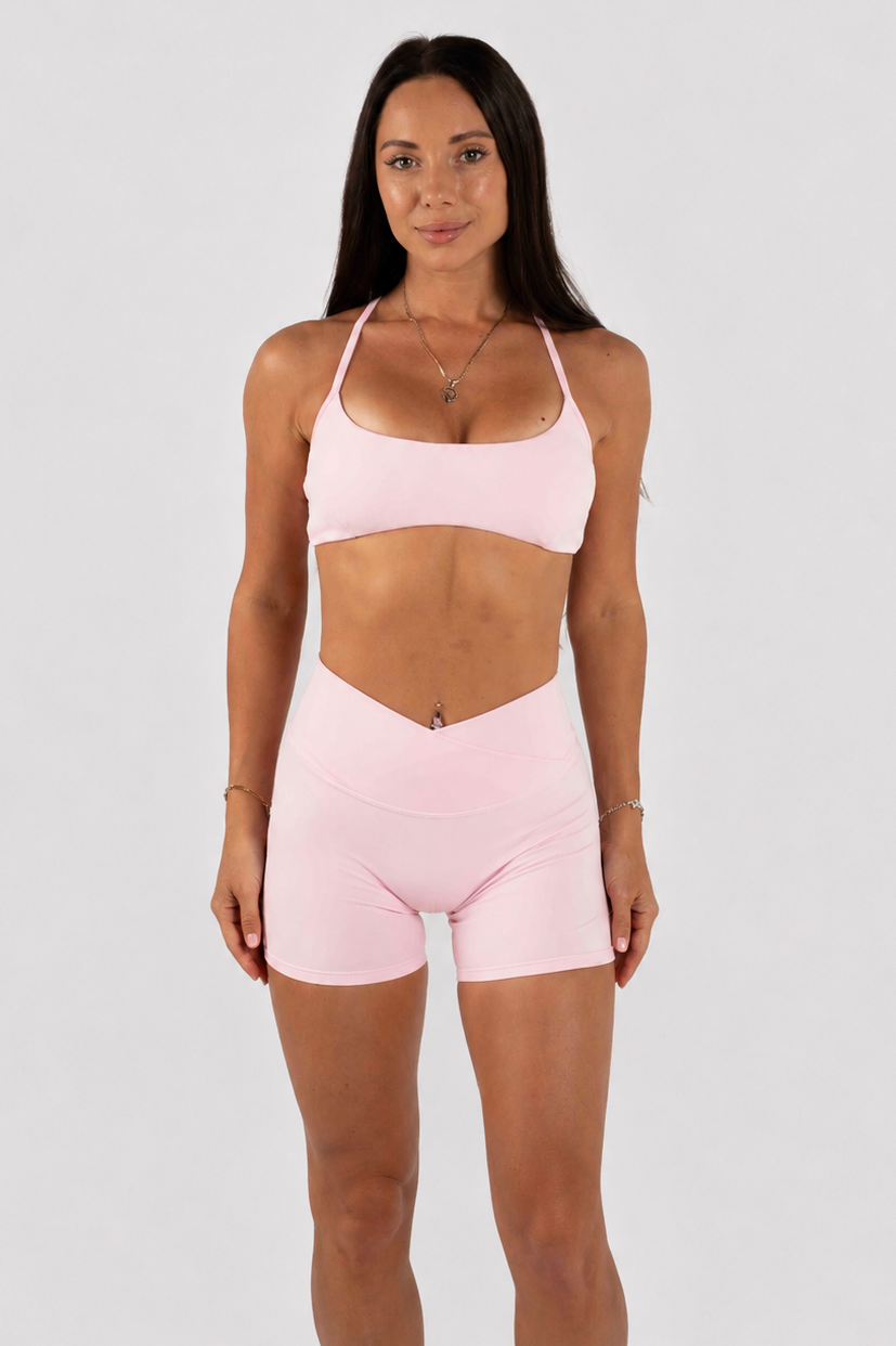 Cross Over Shorts - Baby Pink