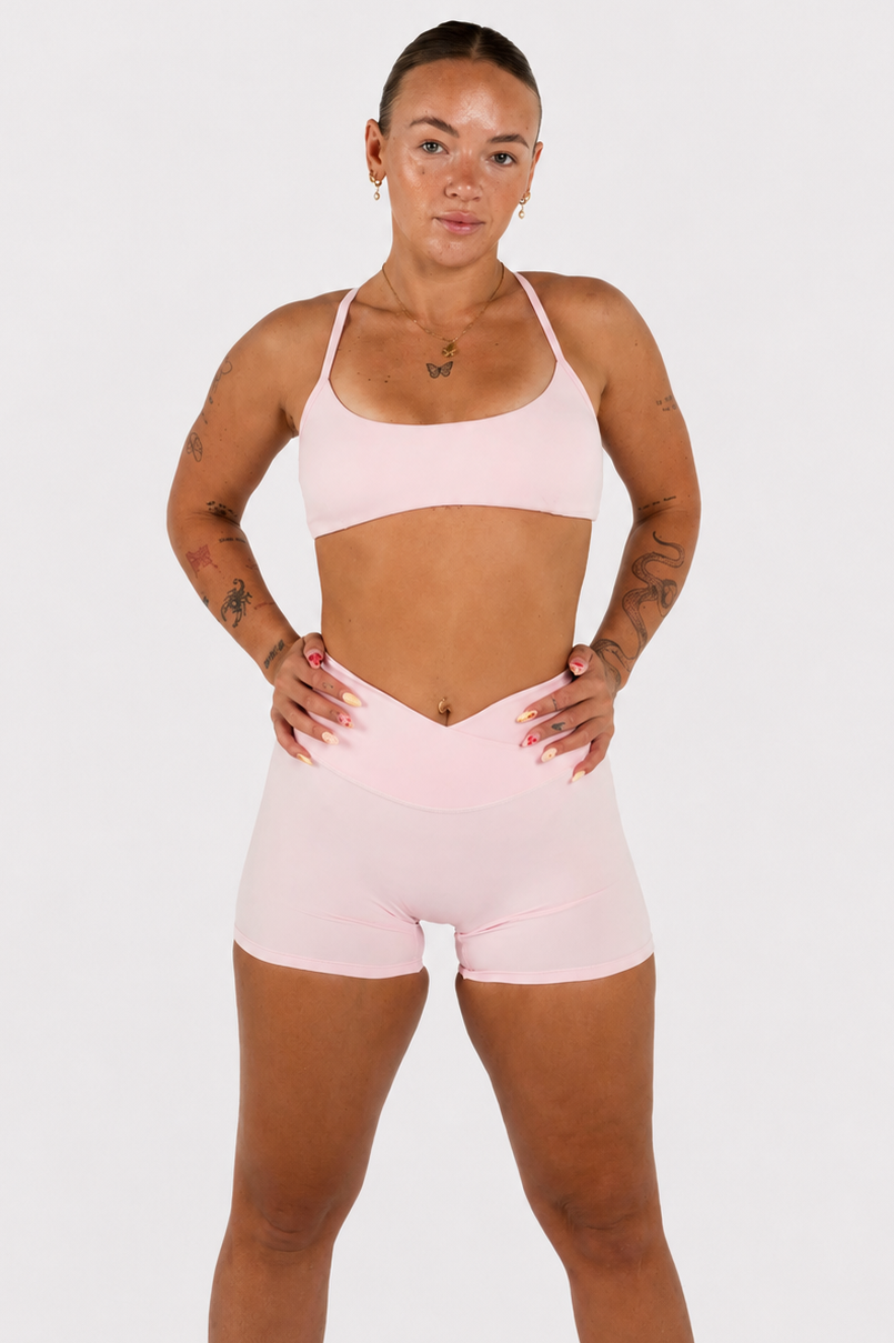 Cross Back Crop - Baby Pink