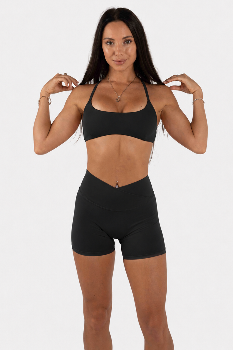 Cross Back Crop - Black