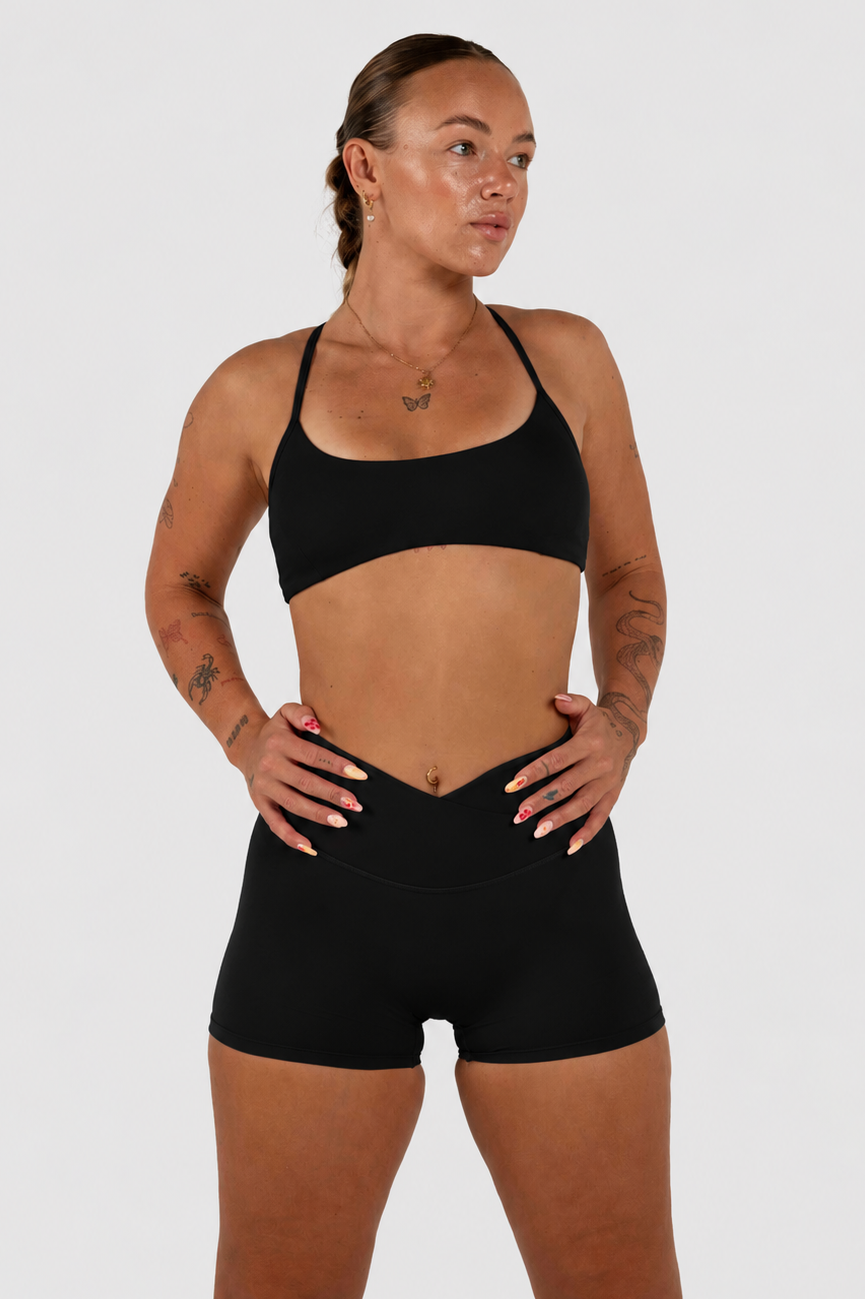 Cross Back Crop - Black