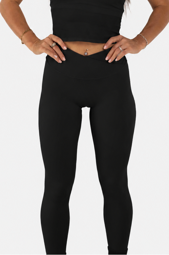 Cross Over Leggings - Black